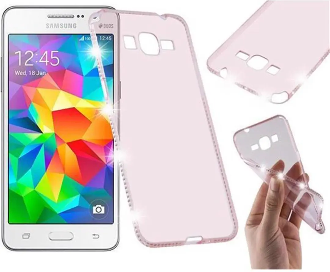 Cadorabo Hoesje geschikt voor Samsung Galaxy GRAND PRIME in TRANSPARANT ROZE