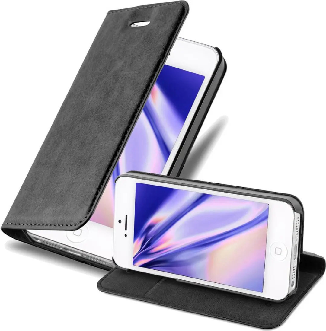 Cadorabo Hoesje geschikt voor Apple iPhone 5 / 5S / SE 2016 in ZWARTE NACHT