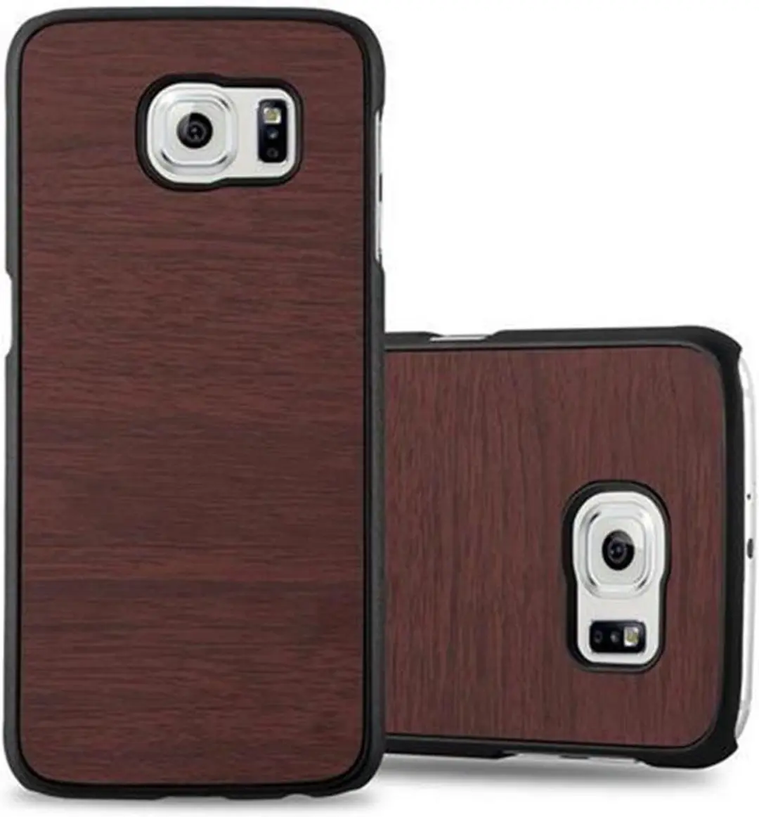 Cadorabo Hoesje geschikt voor Samsung Galaxy S6 in WOODY KOFFIE