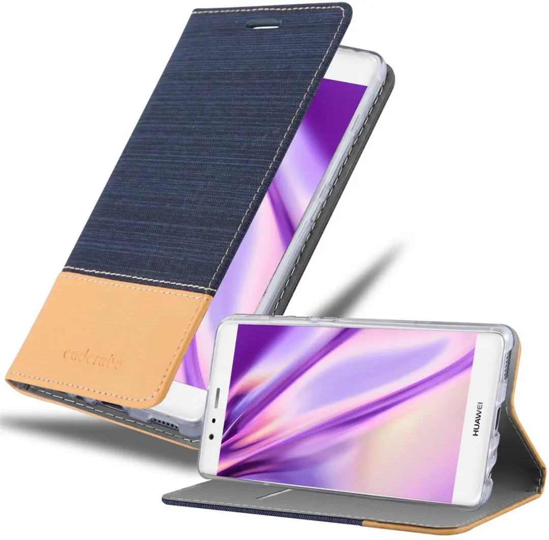 Cadorabo Hoesje geschikt voor Huawei P9 in DONKERBLAUW BRUIN