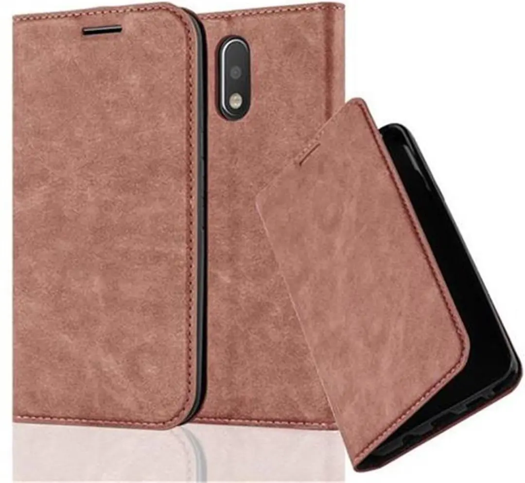 Cadorabo Hoesje geschikt voor Motorola MOTO G4 / G4 PLUS in CAPPUCCINO BRUIN - Beschermhoes met magnetische sluiting, standfunctie en kaartvakje Book Case Cover Etui