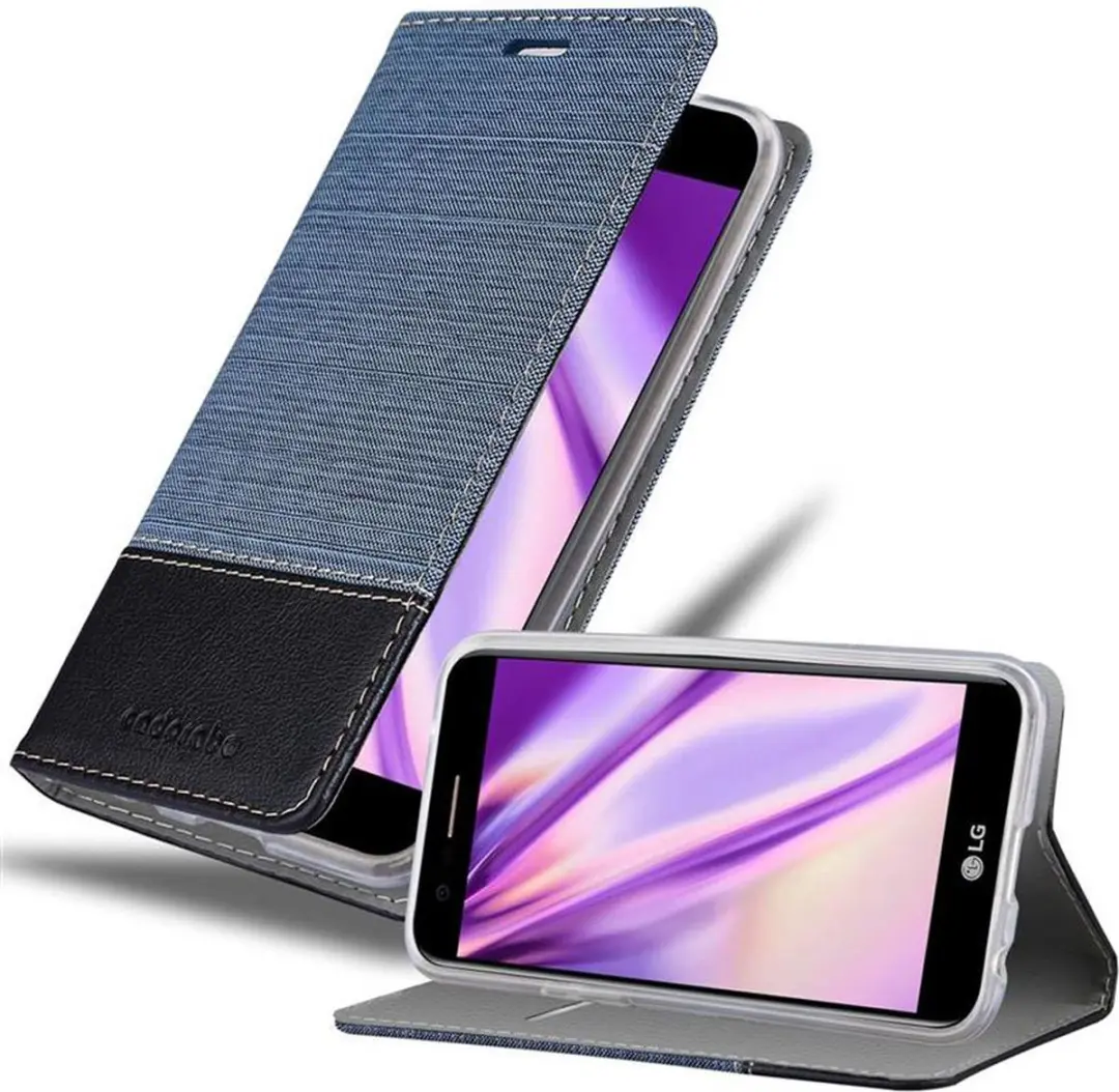 Cadorabo Hoesje geschikt voor LG K10 2017 in DONKERBLAUW ZWART