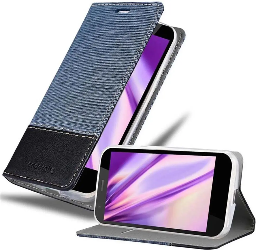 Cadorabo Hoesje geschikt voor Motorola MOTO G2 in DONKERBLAUW ZWART
