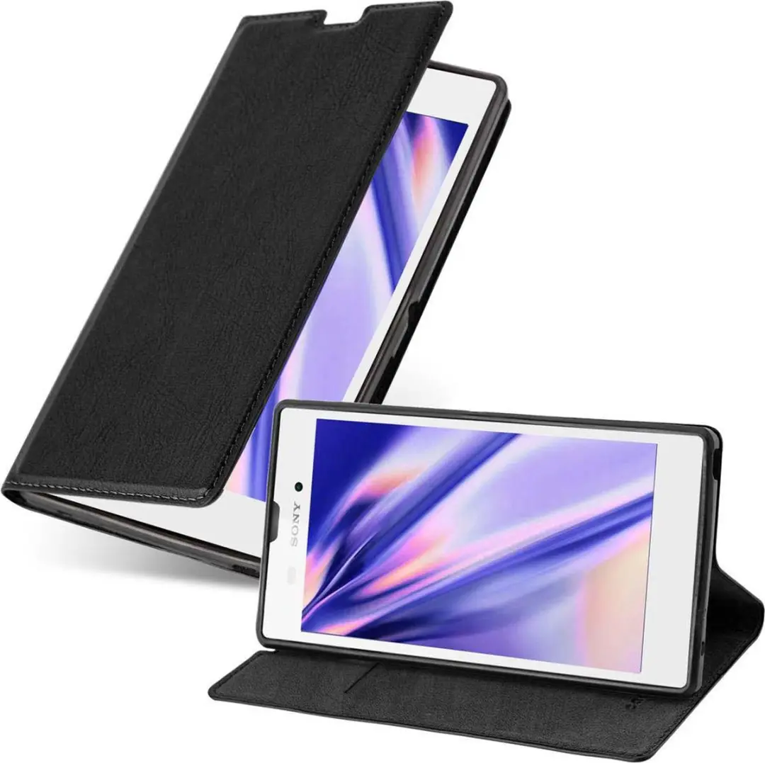 Cadorabo Hoesje geschikt voor Sony Xperia T3 in ZWARTE NACHT