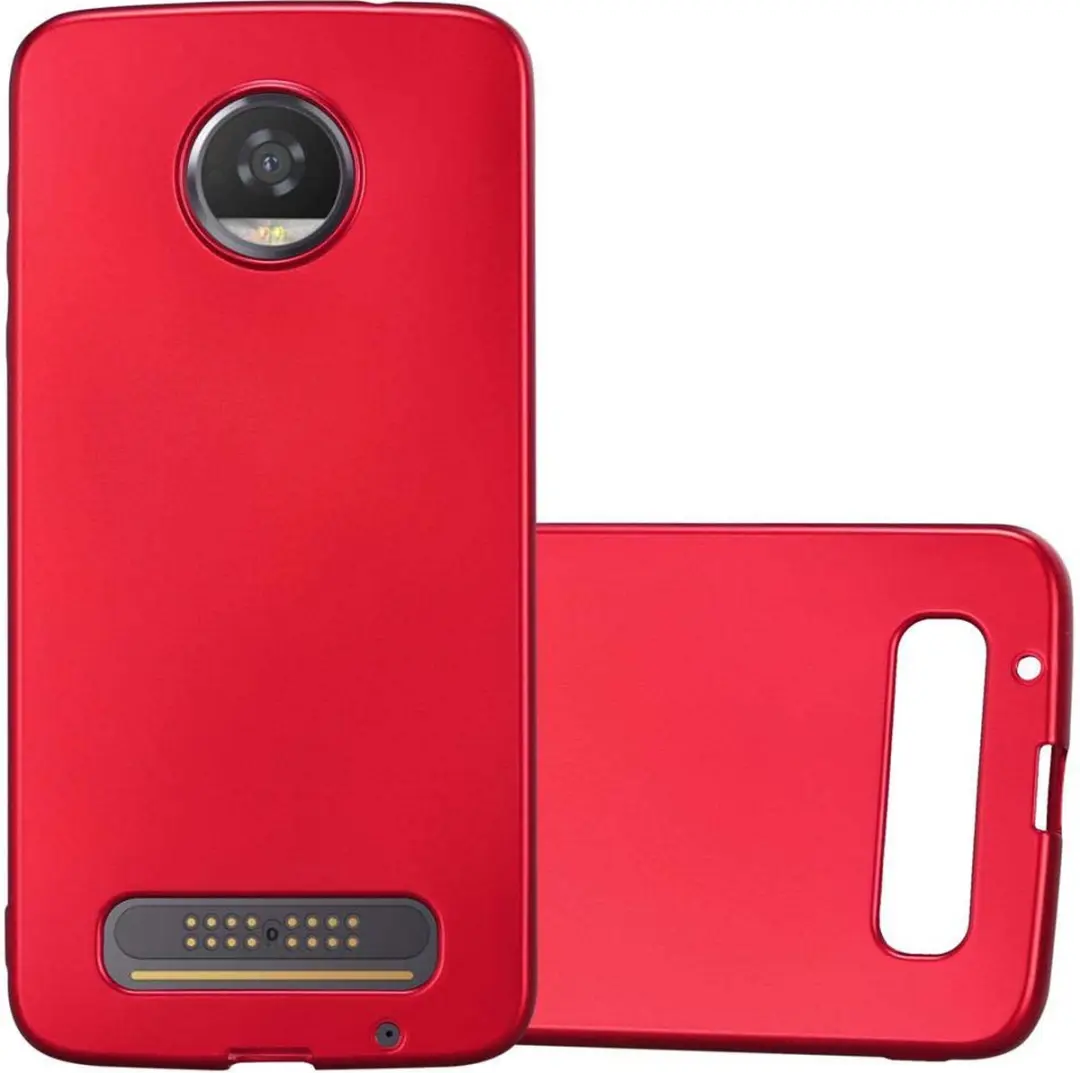 Cadorabo Hoesje geschikt voor Motorola MOTO Z2 in METALLIC ROOD