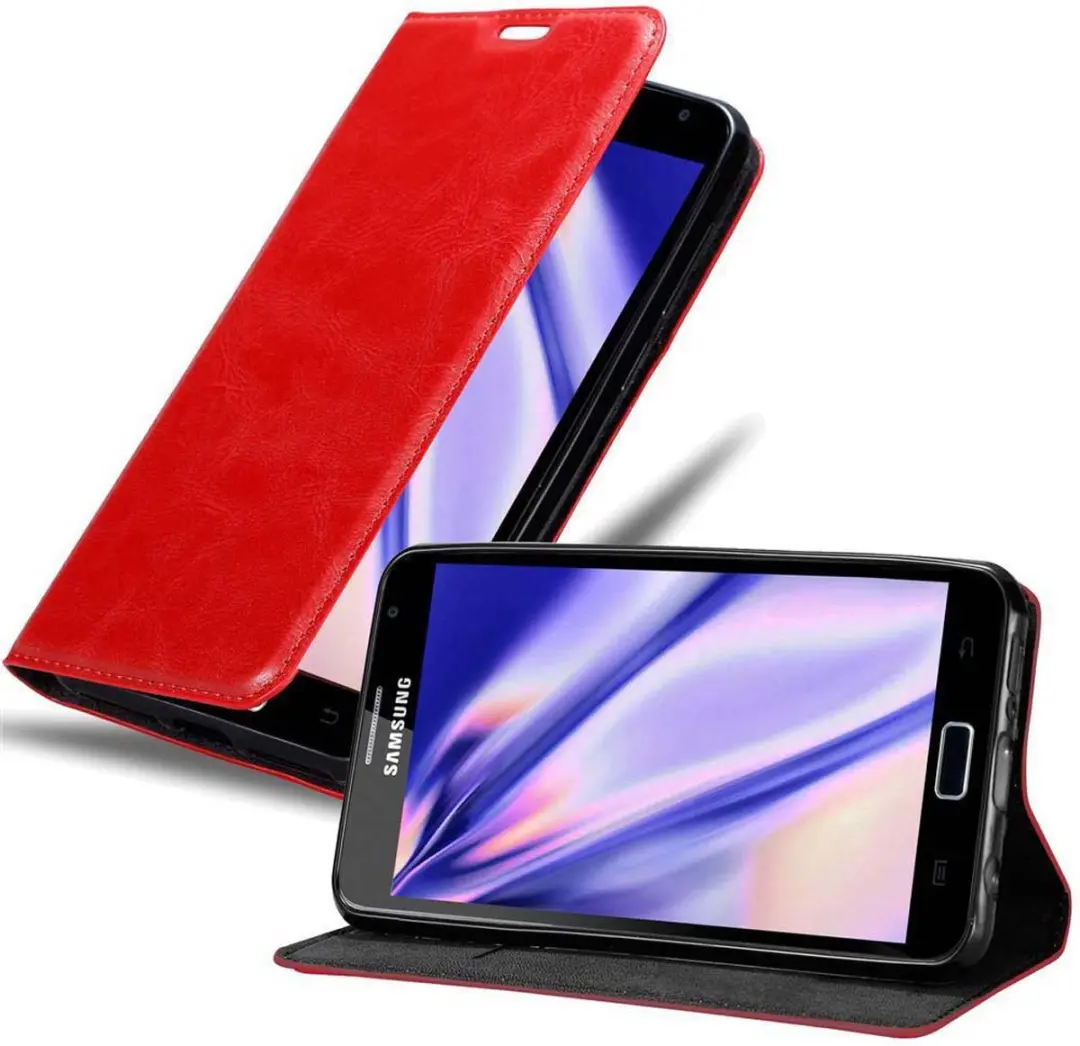 Cadorabo Hoesje geschikt voor Samsung Galaxy NOTE 1 in APPEL ROOD - Beschermhoes met magnetische sluiting, standfunctie en kaartvakje Book Case Cover Etui