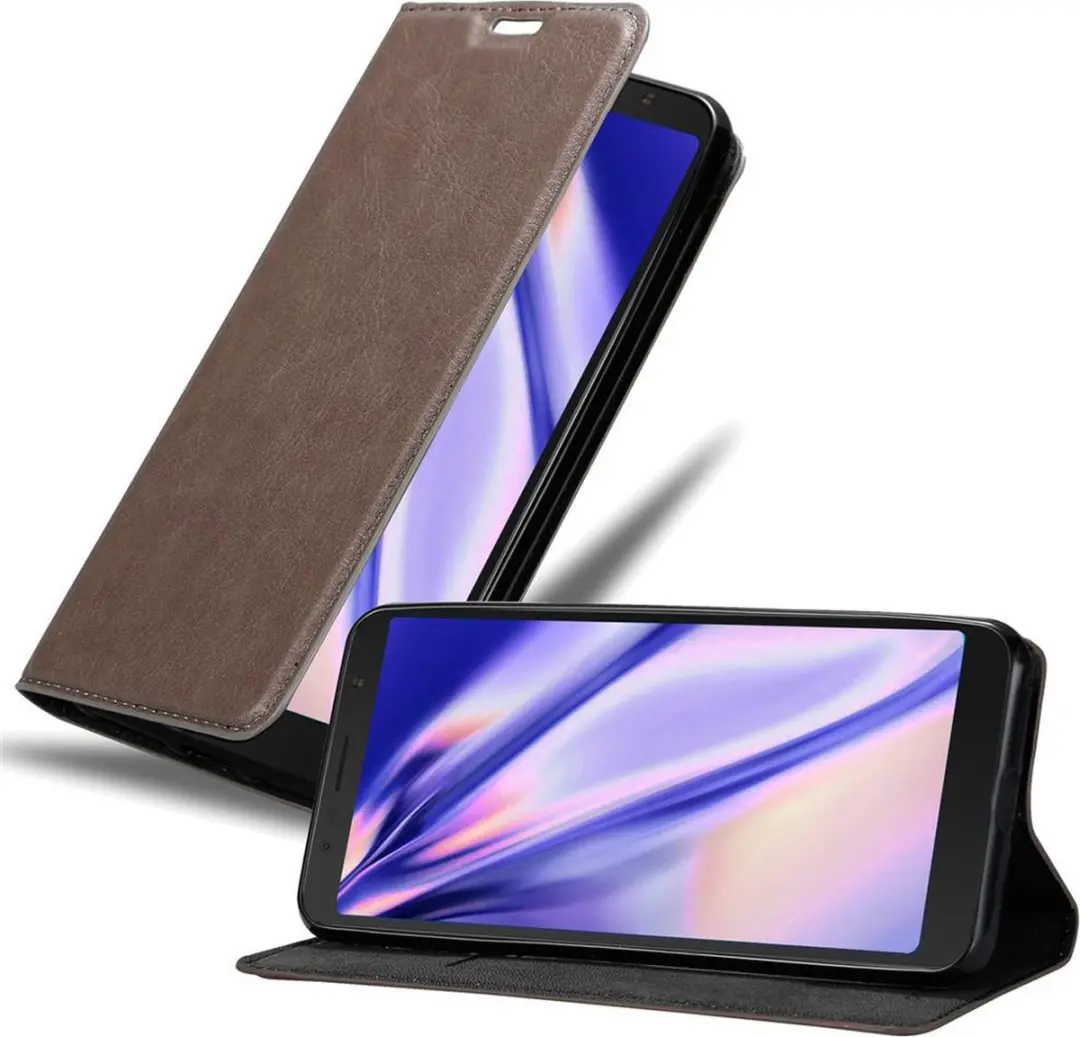 Cadorabo Hoesje geschikt voor Alcatel 3C in KOFFIE BRUIN - Beschermhoes met magnetische sluiting, standfunctie en kaartvakje Book Case Cover Etui