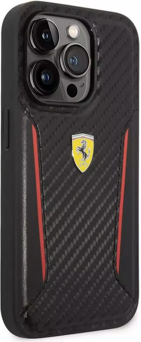 Ferrari Carbon Back Case iPhone 14 Pro Max - Zwart