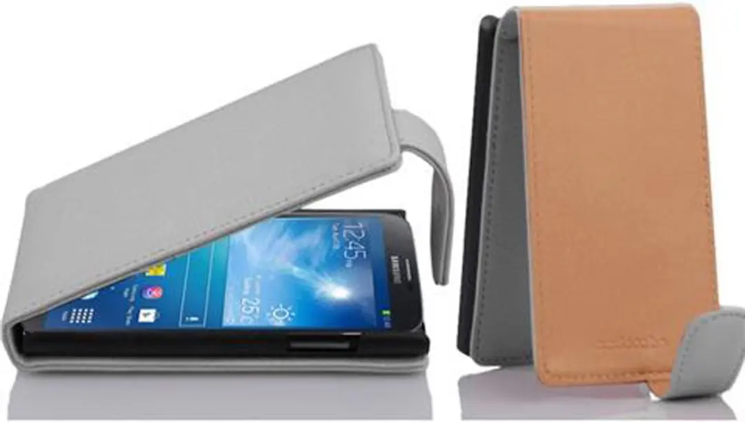 Cadorabo Hoesje geschikt voor Samsung Galaxy MEGA 6.3 in MAGNESIUM WIT - Beschermhoes in flip-design Case Cover van getextureerd imitatieleer