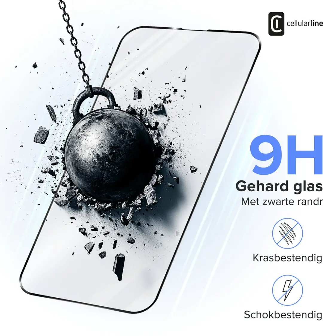 Cellularline Screenprotector iPhone 16 - 9H Glas - afbeelding 3 van 6
