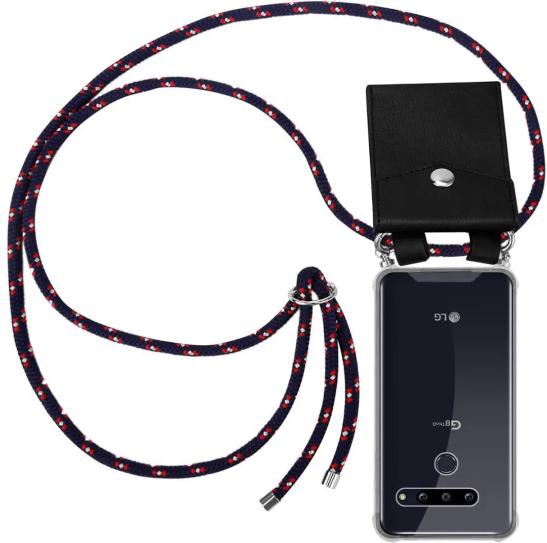 Cadorabo Hoesje geschikt voor LG G8 ThinQ in BLAUW ROOD WITTE STIP