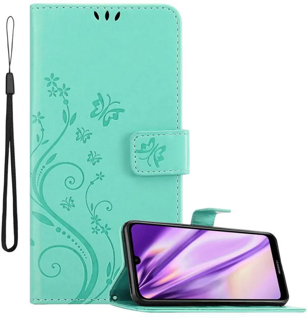 Cadorabo Hoesje geschikt voor Huawei Y6 2019 in BLOEMEN TURKOOIS