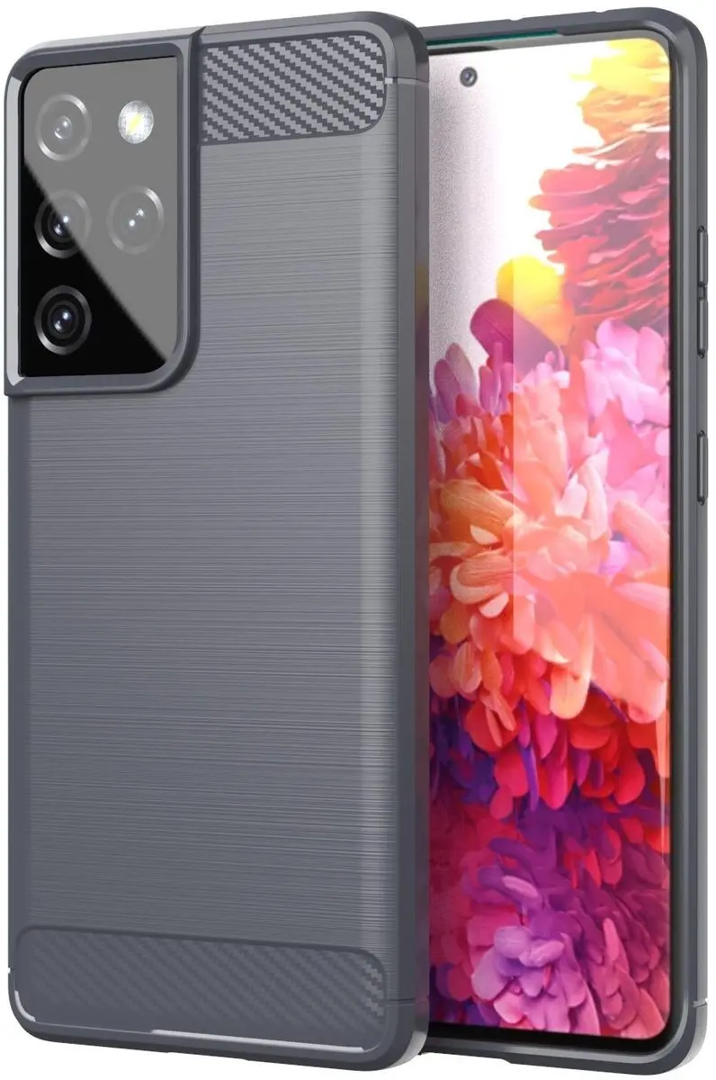 Cadorabo Hoesje geschikt voor Samsung Galaxy S21 ULTRA in BRUSHED GRIJS