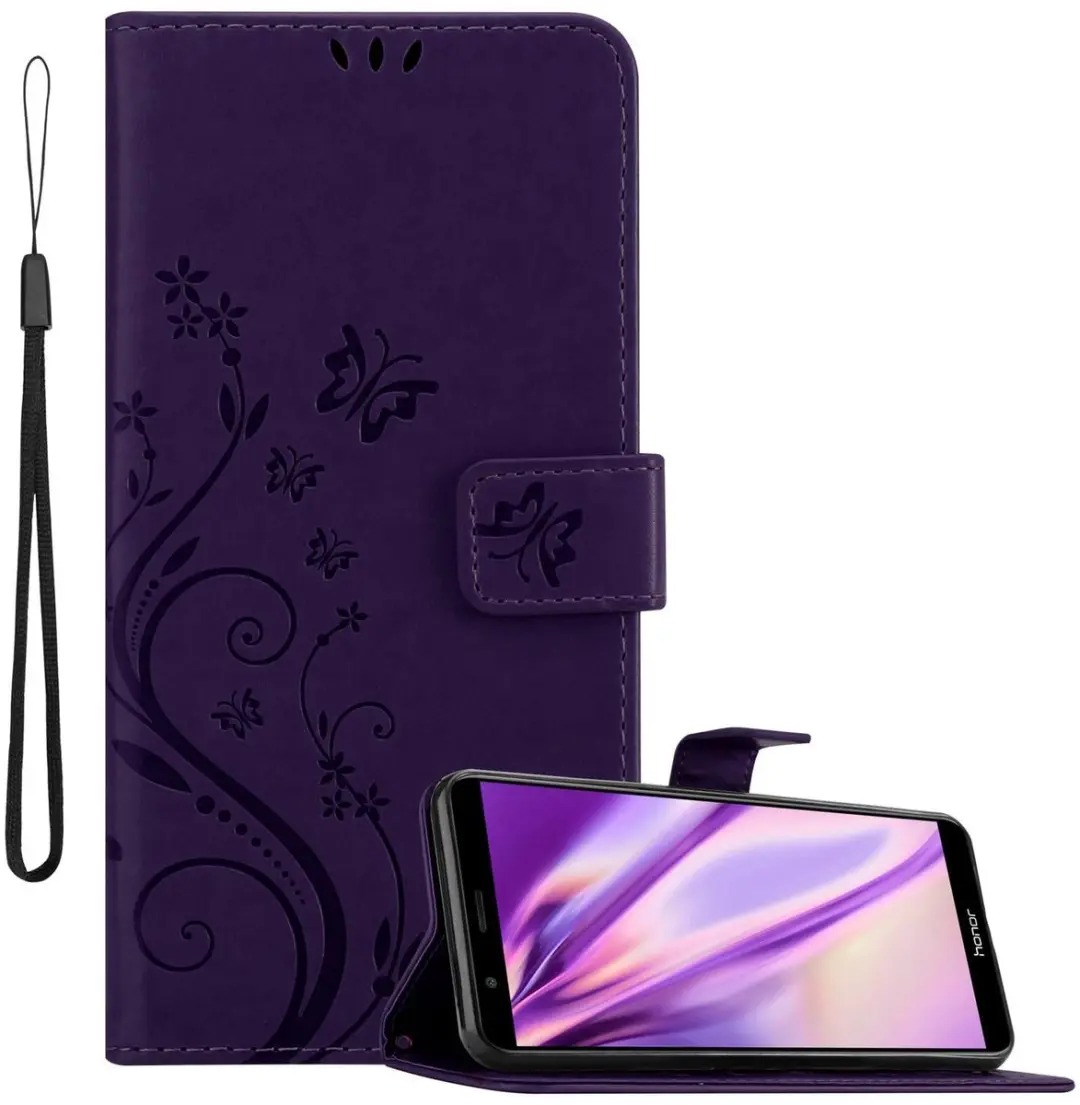 Cadorabo Hoesje geschikt voor Honor 7X in BLOEMEN DONKER PAARS