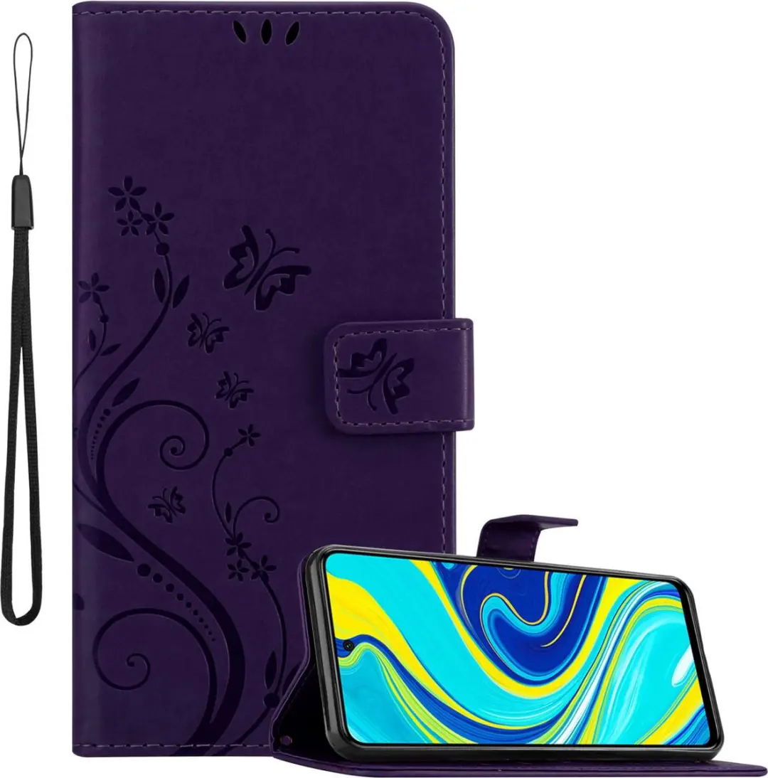 Cadorabo Hoesje geschikt voor Xiaomi RedMi NOTE 9 PRO / NOTE 9S in BLOEMEN DONKE