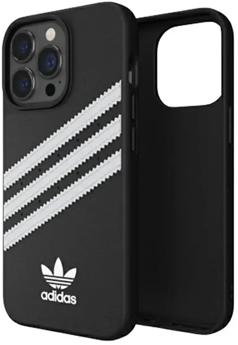 adidas Moulded Case PU Hoesje iPhone 13 Pro - 47114 - Zwart/Witte Strepen