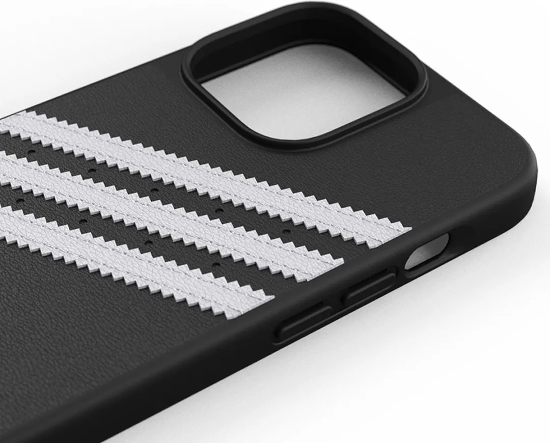 adidas Moulded Case PU Hoesje iPhone 13 Pro - 47114 - Zwart/Witte Strepen