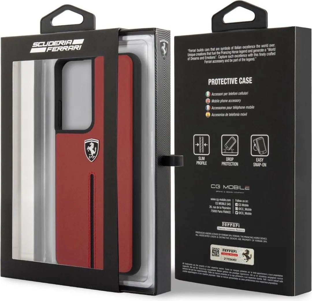 Ferrari Samsung Galaxy S21 Ultra Hoesje - Rood Leer