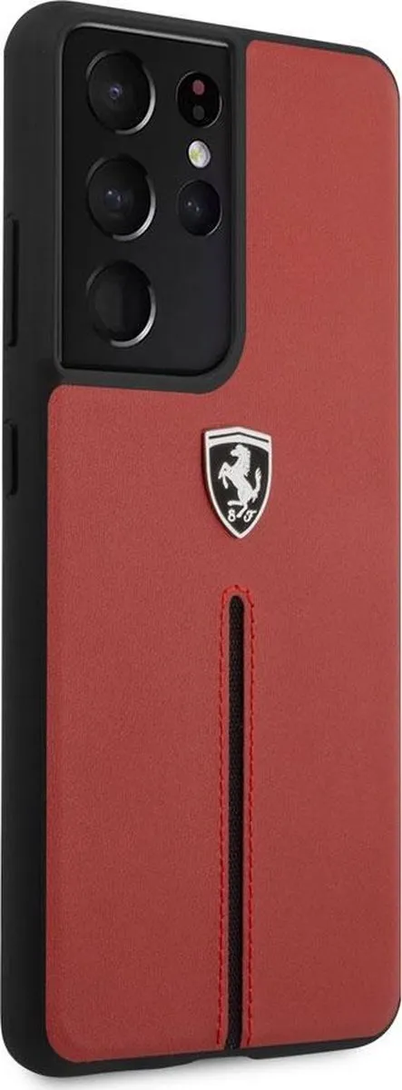 Ferrari Samsung Galaxy S21 Ultra Hoesje - Rood Leer