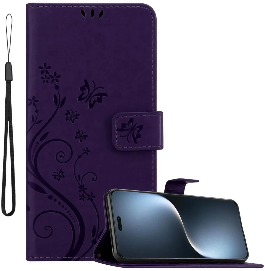 Cadorabo Hoesje geschikt voor Honor Magic 7 Pro in BLOEMEN DONKER PAARS