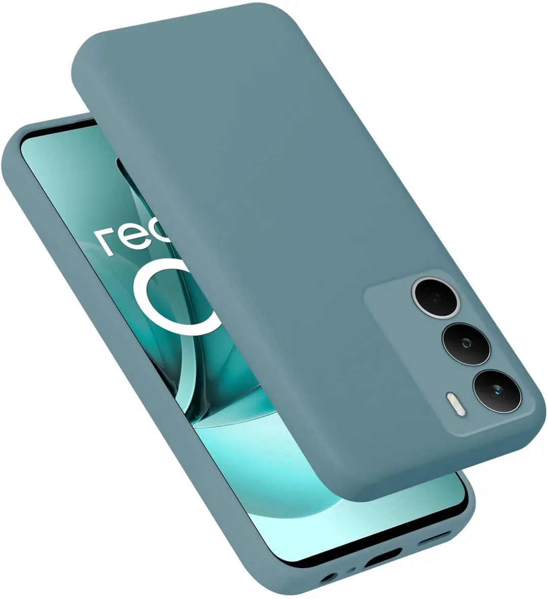 Cadorabo Hoesje geschikt voor Realme C71 Case in Liquid Groen Beschermhoes gemaa
