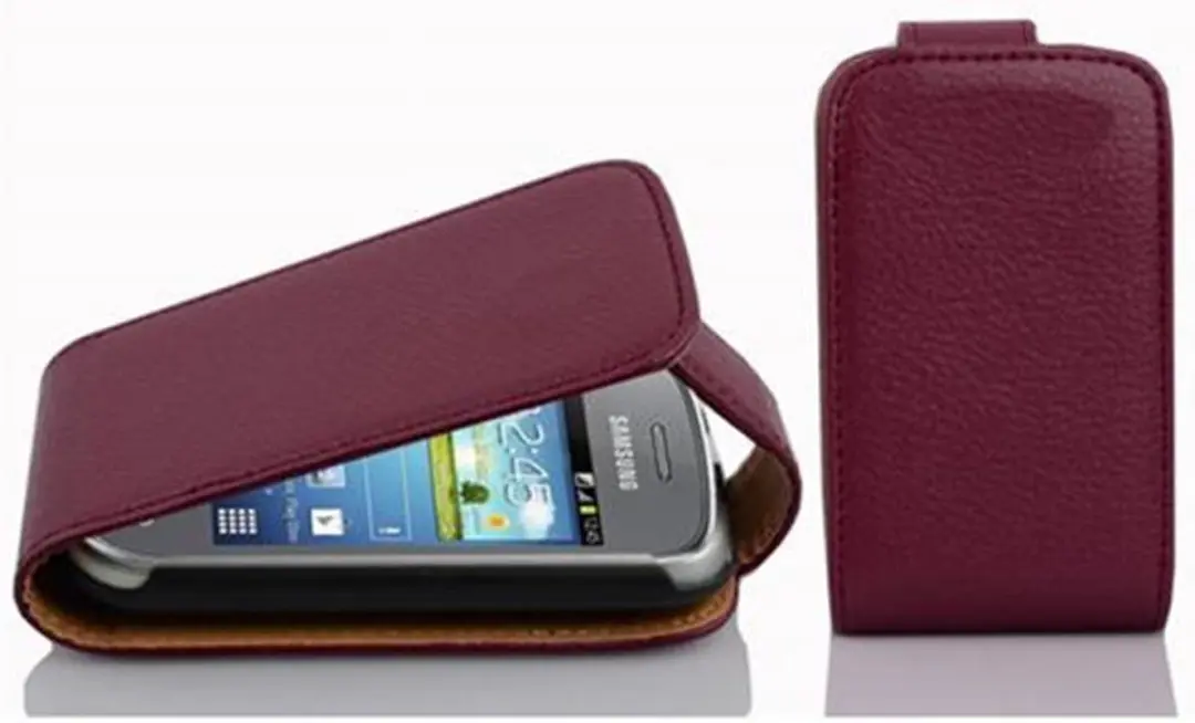 Cadorabo Hoesje geschikt voor Samsung Galaxy POCKET NEO in BORDEAUX PAARS - Beschermhoes in flip-design Case Cover van getextureerd imitatieleer