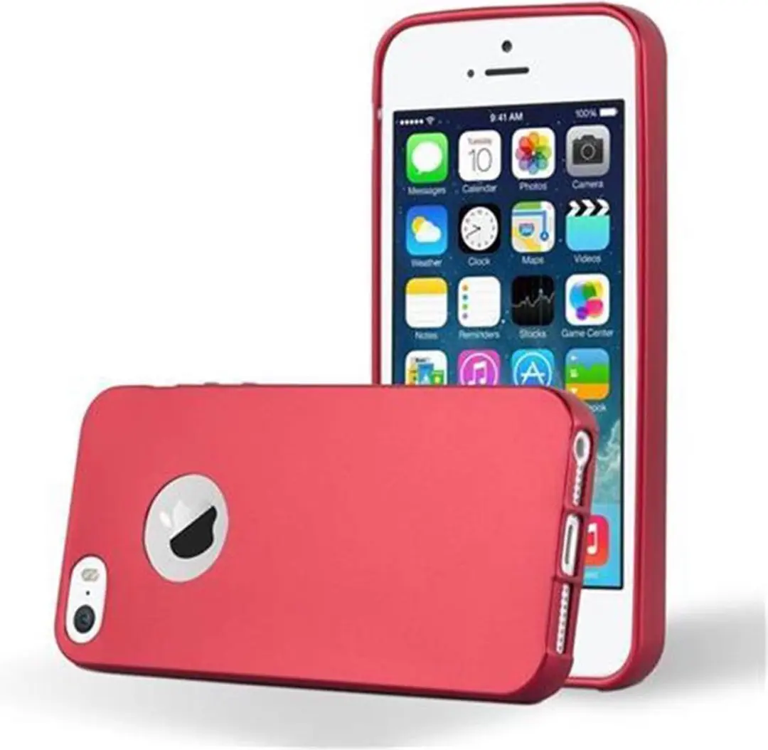 Cadorabo Hoesje geschikt voor Apple iPhone 5 / 5S / SE 2016 in METALLIC ROOD