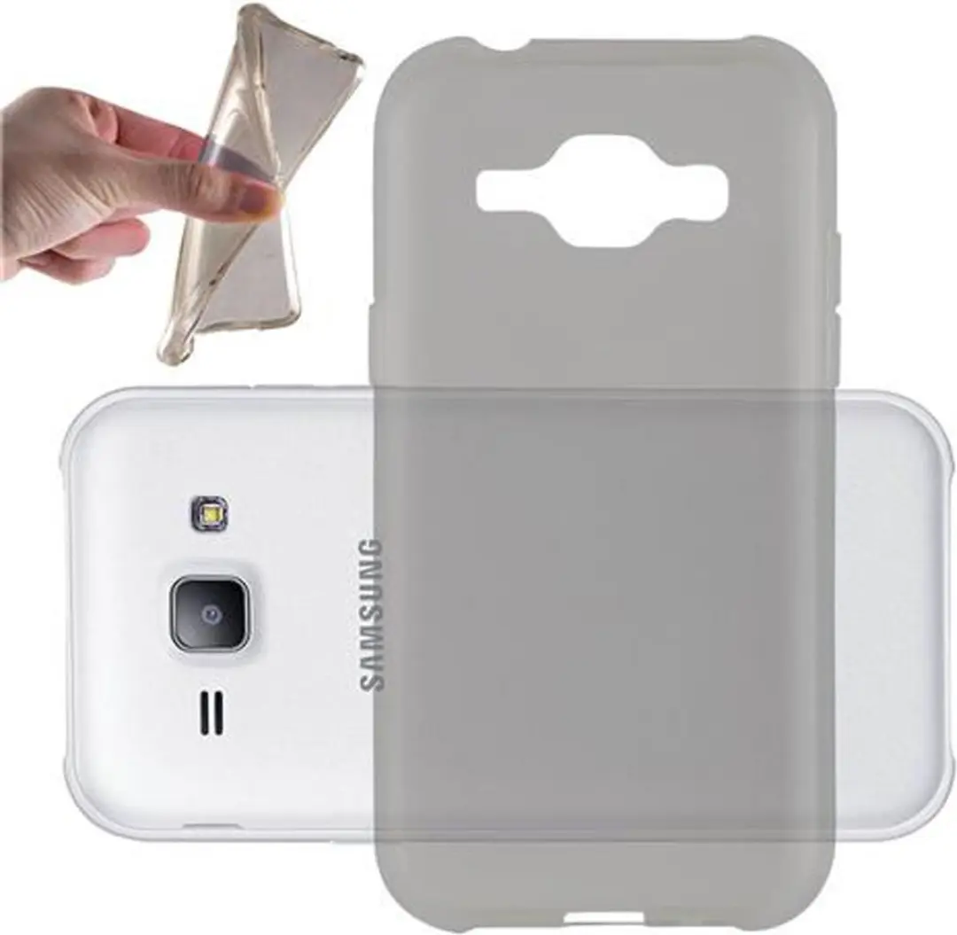 Cadorabo Hoesje geschikt voor Samsung Galaxy J1 2015 in TRANSPARANT ZWART