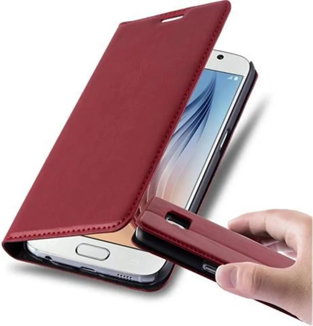 Cadorabo Hoesje geschikt voor Samsung Galaxy S6 in APPEL ROOD