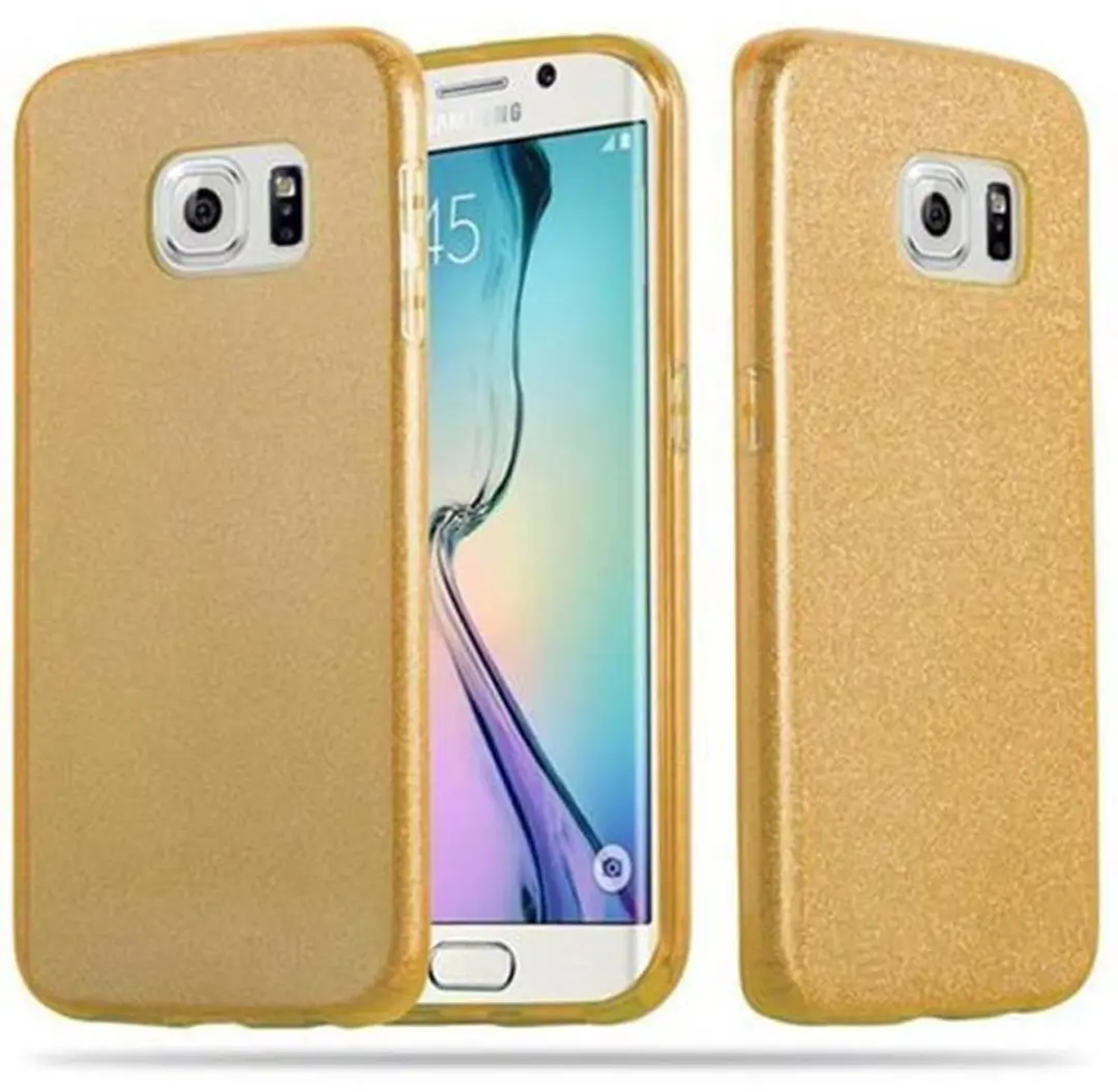 Cadorabo Hoesje geschikt voor Samsung Galaxy S6 EDGE in STAR STOF GOUD