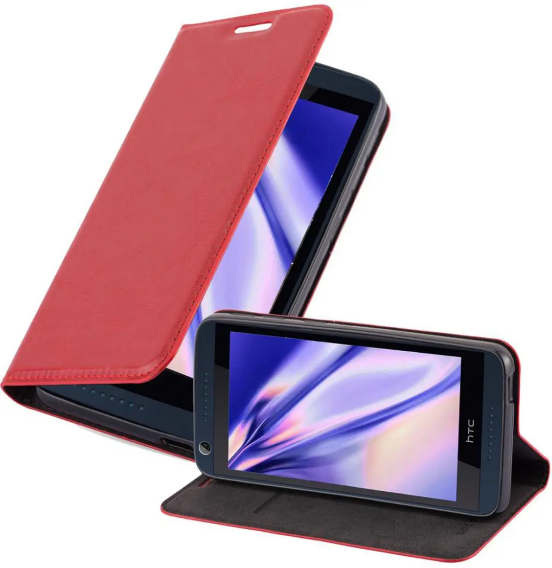 Cadorabo Hoesje geschikt voor HTC Desire 626G in APPEL ROOD - Beschermhoes met magnetische sluiting, standfunctie en kaartvakje Book Case Cover Etui