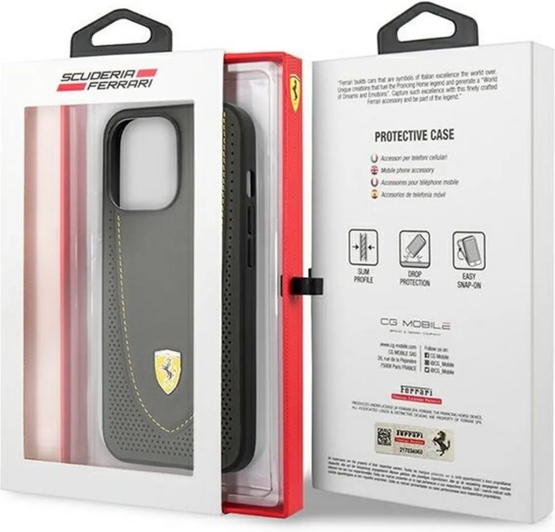 Ferrari Leather Curved Line Hoesje FESCI13LGL - Grijs