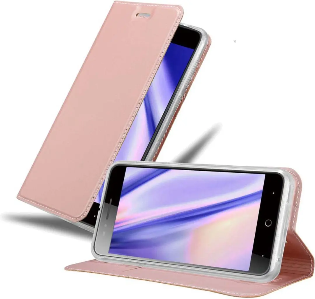 Cadorabo Hoesje geschikt voor ZTE Blade A612 in CLASSY ROSE GOUD - Beschermhoes met magnetische sluiting, standfunctie en kaartvakje Book Case Cover Etui