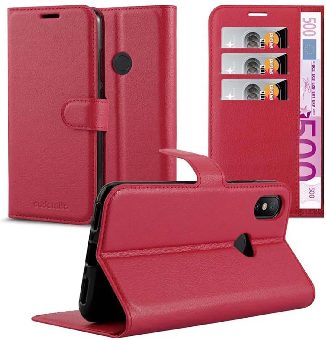 Cadorabo Hoesje geschikt voor Xiaomi Mi A2 / Mi 6X in KARMIJN ROOD - Beschermhoes met magnetische sluiting, standfunctie en kaartvakje Book Case Cover Etui