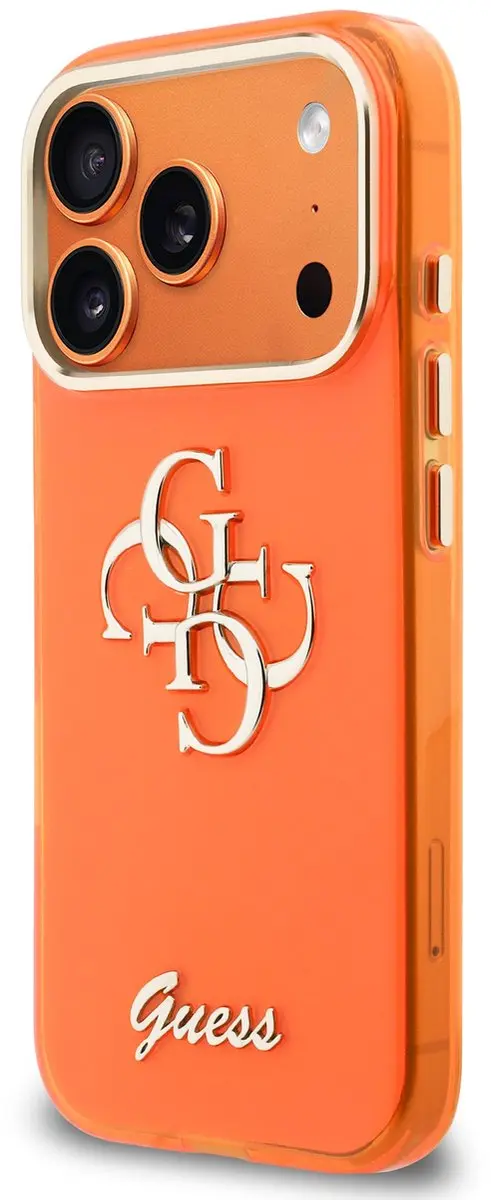 Guess iPhone 17 Pro Hoesje - 4G Script Metal Logo - Oranje - afbeelding 5 van 6