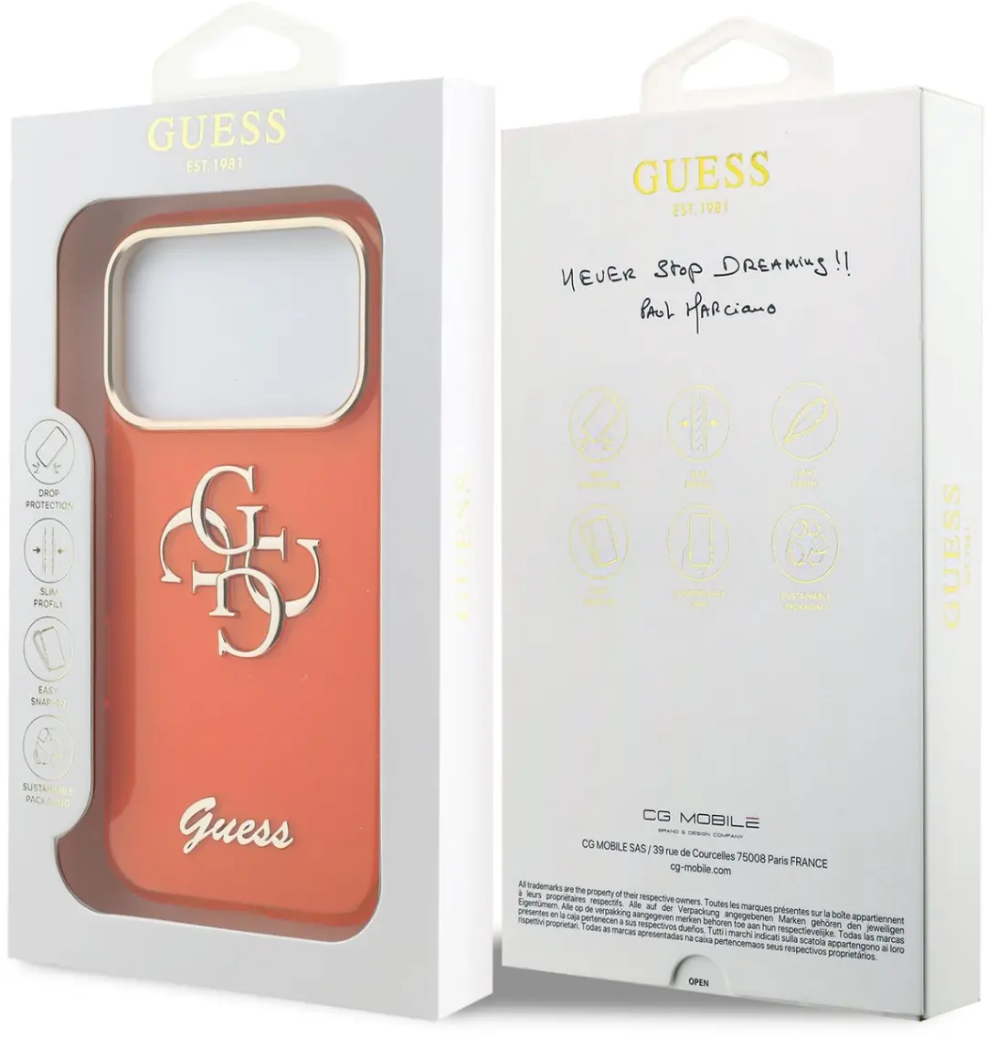 Guess iPhone 17 Pro Hoesje - 4G Script Metal Logo - Oranje - afbeelding 6 van 6