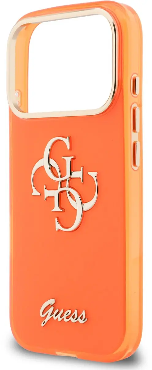 Guess iPhone 17 Pro Hoesje - 4G Script Metal Logo - Oranje - afbeelding 2 van 6