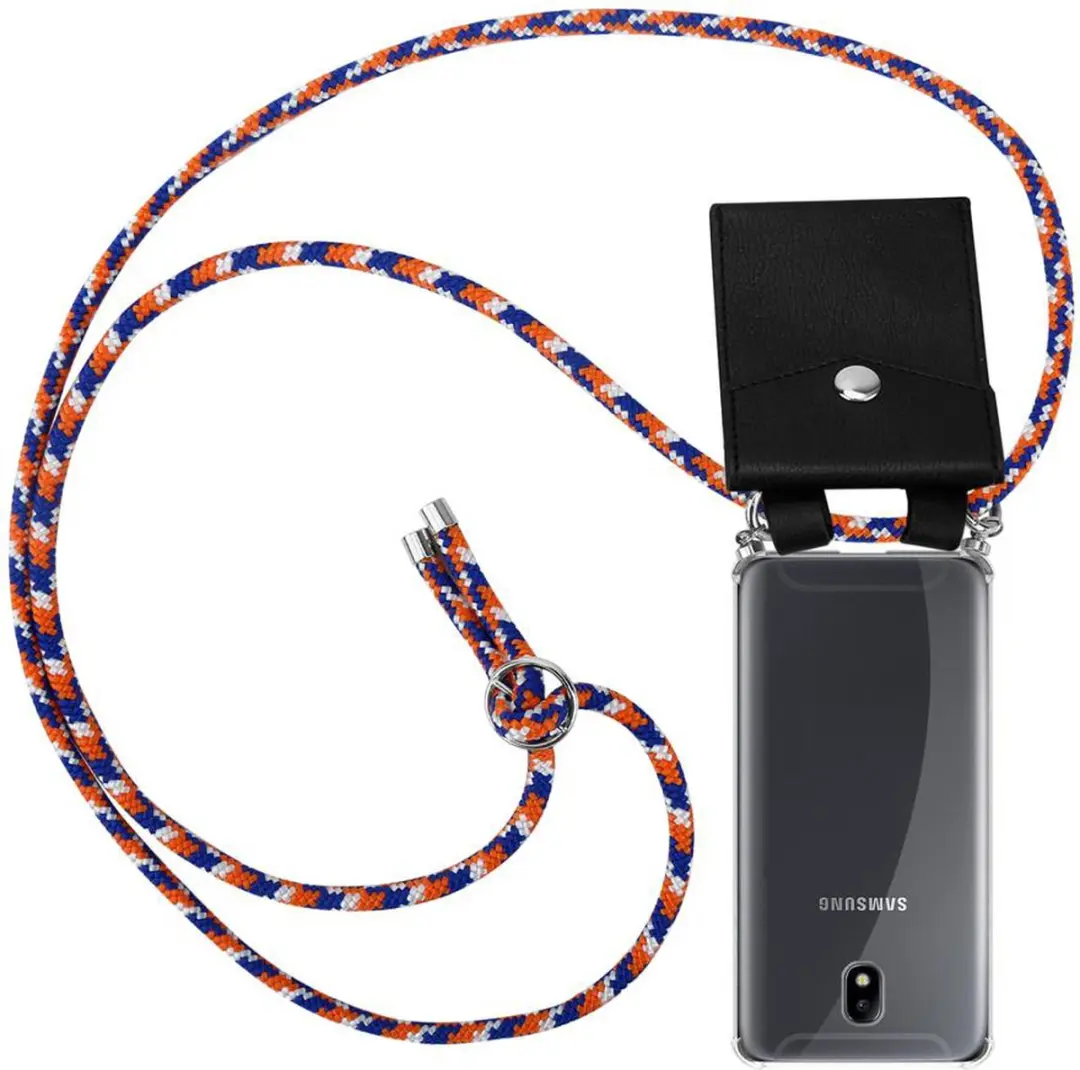 Cadorabo Hoesje geschikt voor Samsung Galaxy J7 2018 in ORANJE BLAUW WIT
