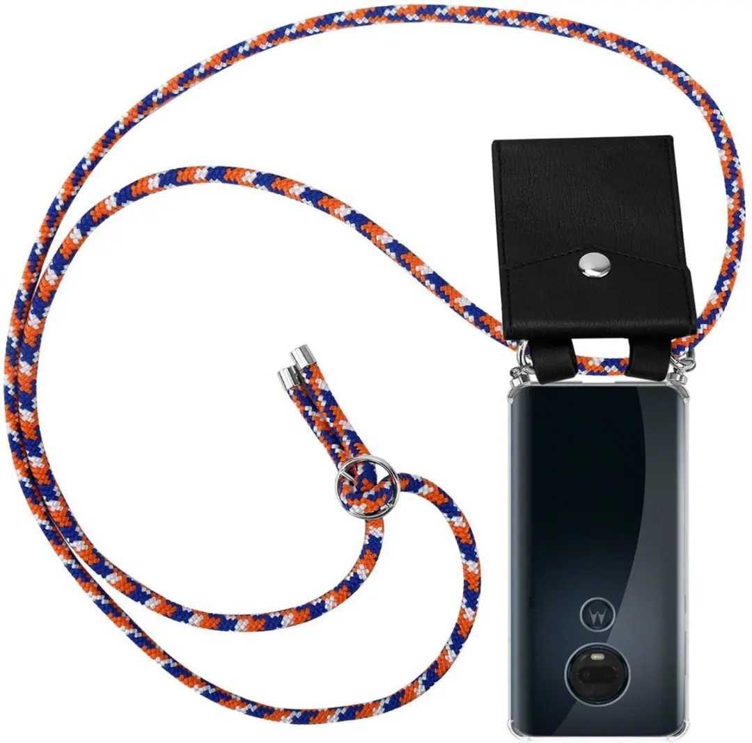 Cadorabo Hoesje geschikt voor Motorola MOTO G7 / G7 PLUS in ORANJE BLAUW WIT