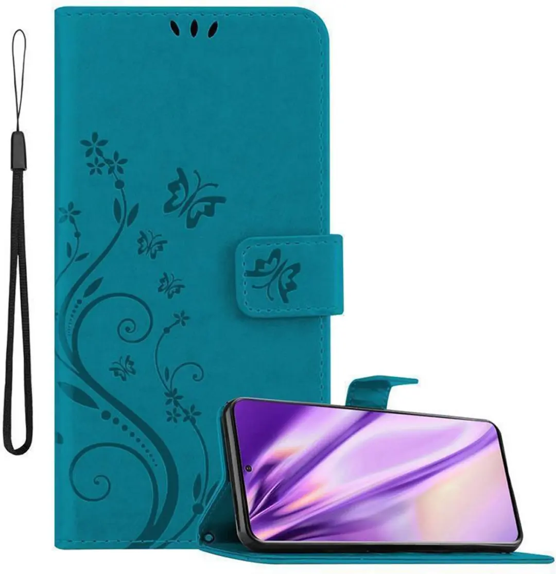 Cadorabo Hoesje geschikt voor Samsung Galaxy S20 in BLOEMEN BLAUW