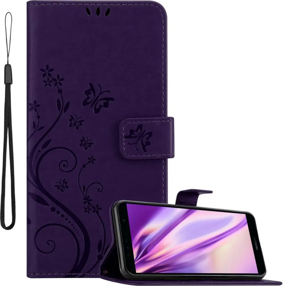 Cadorabo Hoesje geschikt voor Honor 7A / Huawei Y6 PRIME 2018 in BLOEMEN DONKER