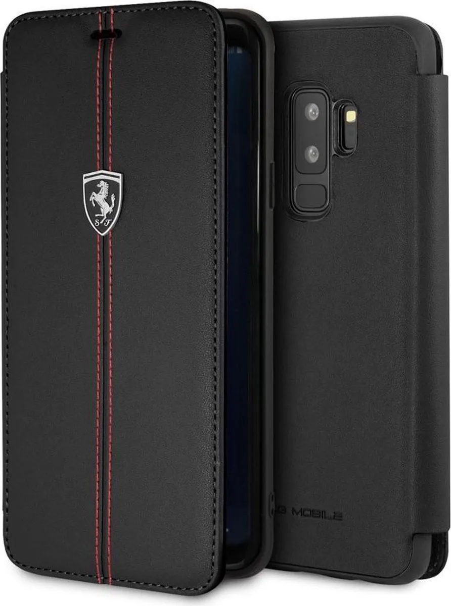 Ferrari Hoesje Samsung Galaxy S9+ - Zwart Leer