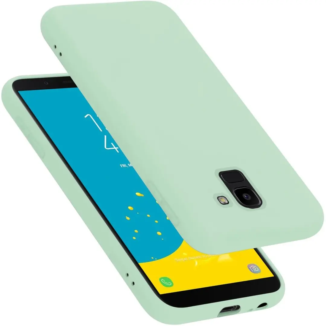 Cadorabo Hoesje geschikt voor Samsung Galaxy J6 2018 in LIQUID LICHT GROEN