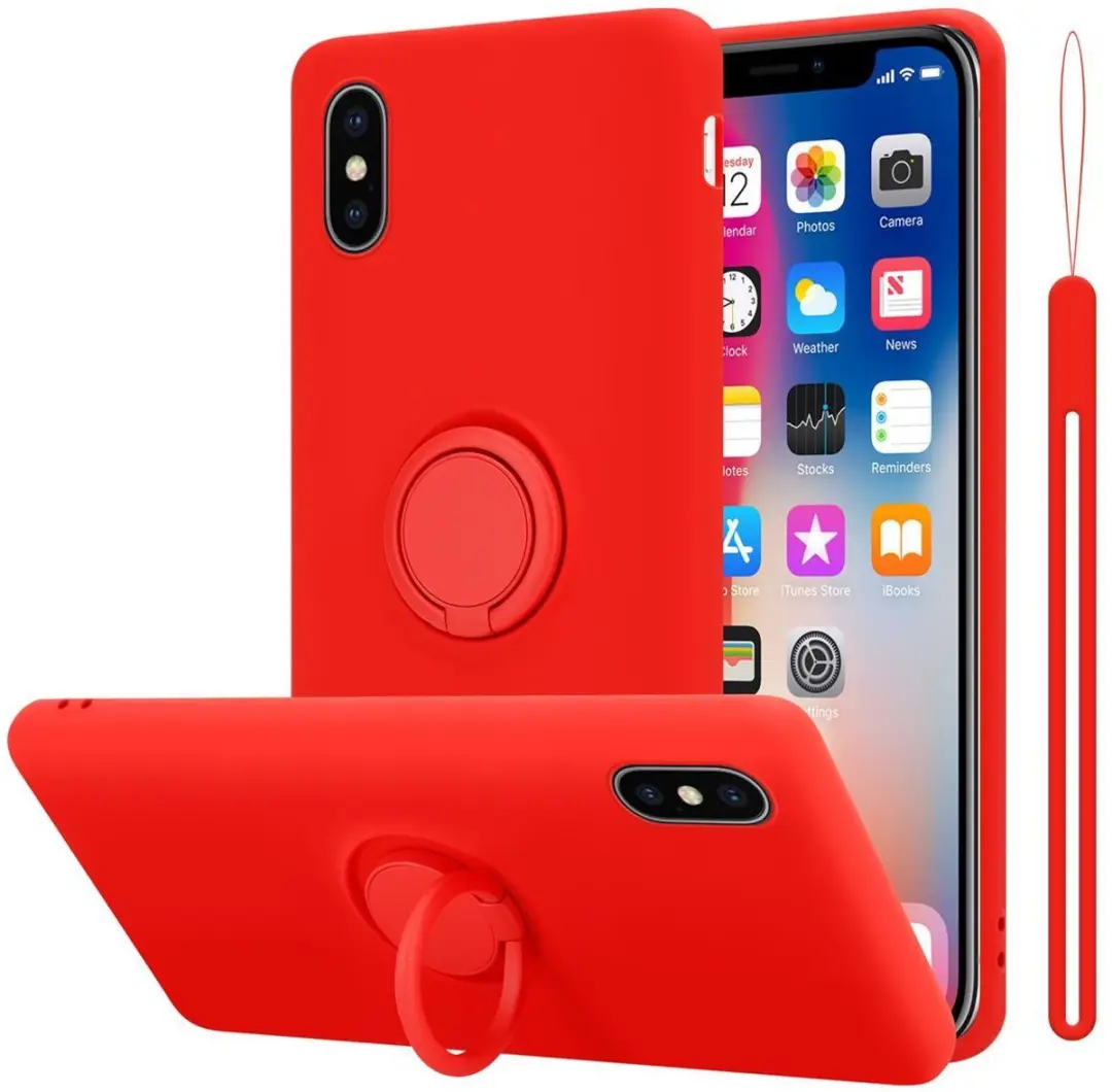 Cadorabo Hoesje geschikt voor Apple iPhone X / XS in LIQUID ROOD