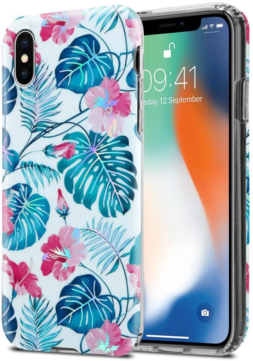 Cadorabo Hoesje geschikt voor Apple iPhone X / XS in SCHILDPAD BLADEN