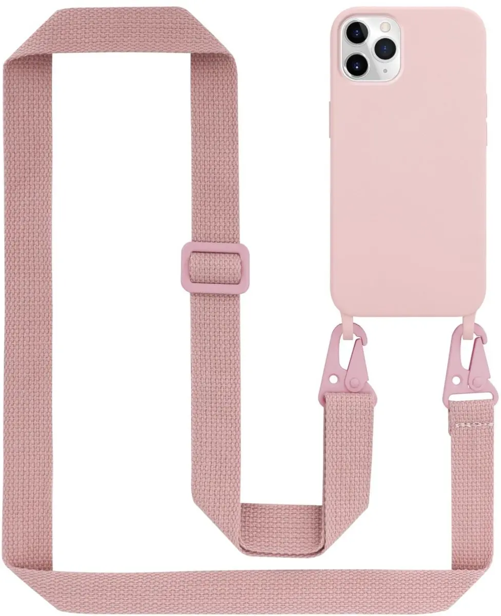 Cadorabo Mobiele telefoon ketting geschikt voor Apple iPhone 11 PRO in LIQUID ROZE - Silicone beschermhoes met lengte verstelbare koord riem