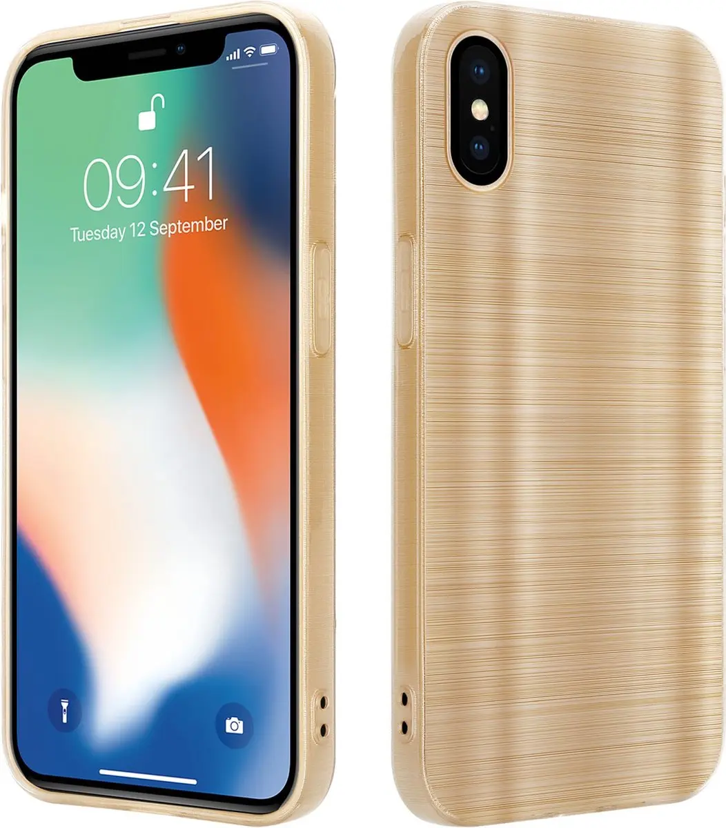 Cadorabo Hoesje geschikt voor Apple iPhone X / XS in Brushed Goud