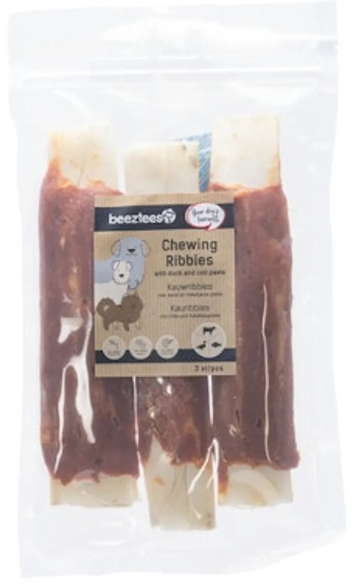 Beeztees Kauwribs Hondensnack Eend & Kabeljauw