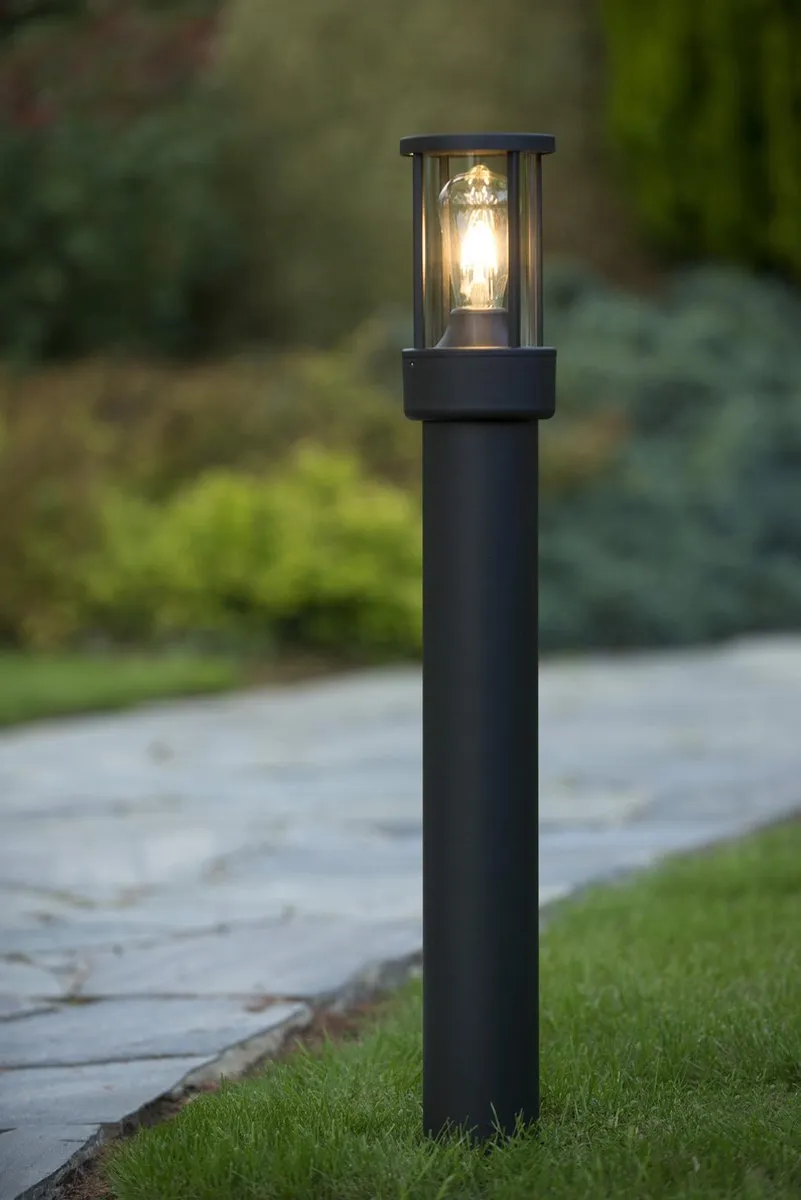 Lucide LORI Sokkellamp E27 - Dag/nacht sensor - Antraciet