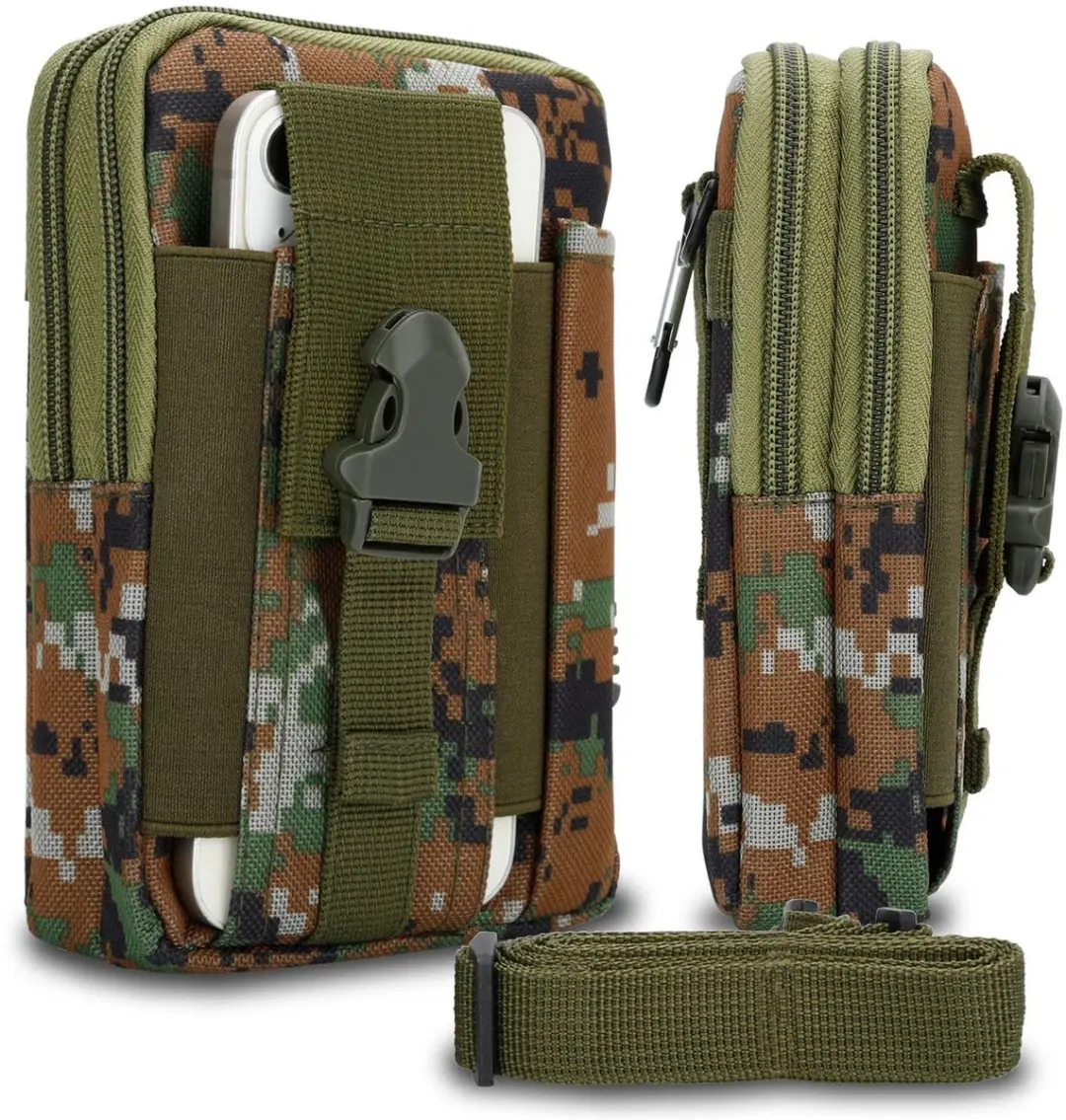 Hoesje geschikt voor Motorola Moto G96 in Camouflage Groen mobiele telefoon molle EDC etui compatibel schoudertache